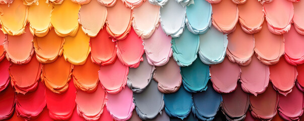 Abstract banner with colorful swatches of plaster, acrylic paint, gyps.