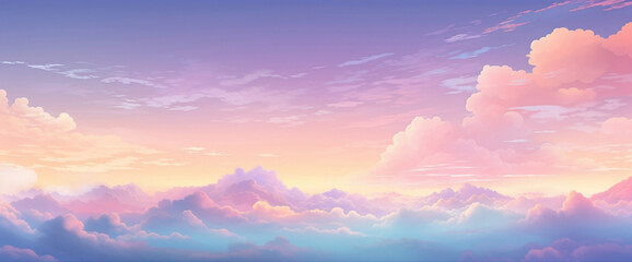 Whimsical gradient sunrise painting the sky with soft hues, creating the cutest and most beautiful...
