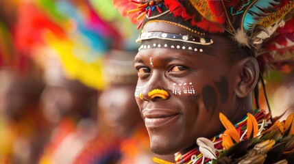 Immerse in the beauty of cultural diversity, capturing colorful attire, unique rituals, and mutual understanding with cinematic flair in a 16:9 aspect ratio. - obrazy, fototapety, plakaty