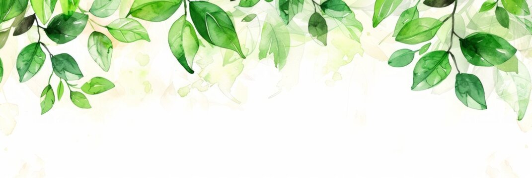 Watercolor Leaves Background Generative AI