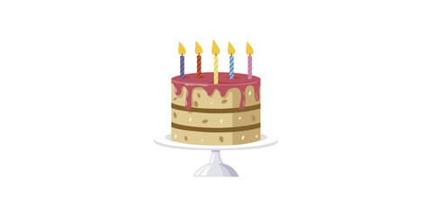 Birthday cake vector isolated illustration, Party design elements, Vector illustration isolated on white background, Happy birthday cake flat style icon vector design