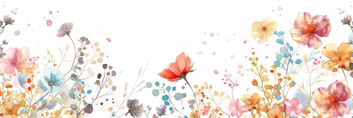 Luxurious Gold and Watercolor Flowers Wallpaper Generative AI