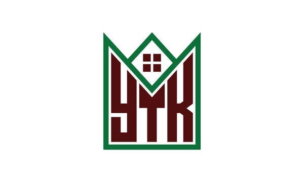 YTK initial letter real estate builders logo design vector. construction, housing, home marker, property, building, apartment, flat, compartment, business, corporate, house rent, rental, commercial