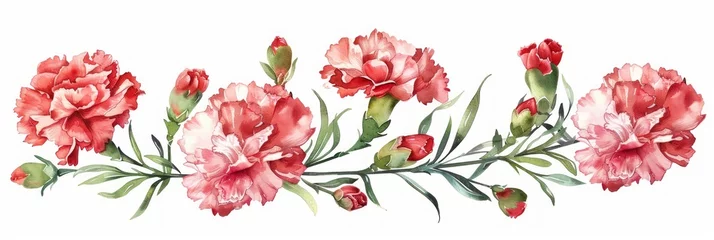 Fototapeten Spring Blossom - Vibrant Red and Pink Carnations Generative AI © AlexandraRooss