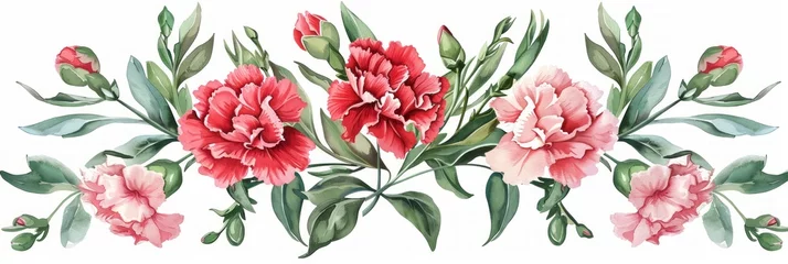  Spring Blossom - Vibrant Red and Pink Carnations Generative AI © AlexandraRooss
