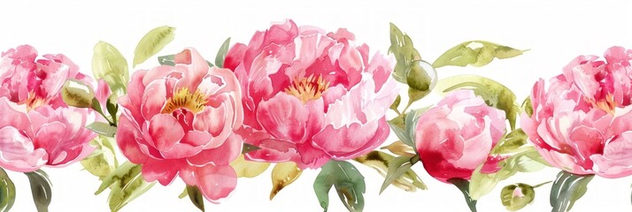 Obraz premium Summer Exotic Floral Background with Pink Peonies Generative AI