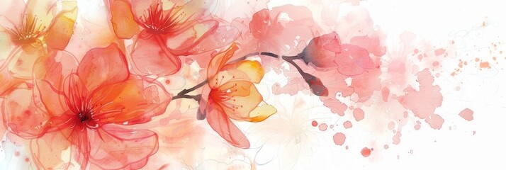 Watercolor Spring Flowers on White Background Generative AI
