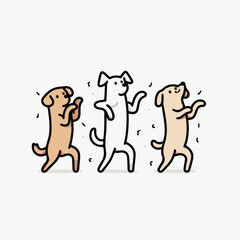 Fototapeta premium Illustration of a set of dogs dancing in a cartoon vector style