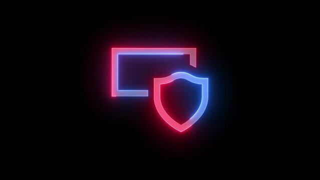 Neon admin icon blue red color glowing animation black background