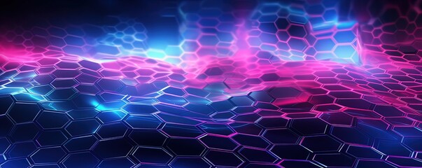 abstract futuristic background with pink blue glowing neon moving high speed wave lines honeycomb and bokeh lights. Data transfer concept Fantastic wallpaper