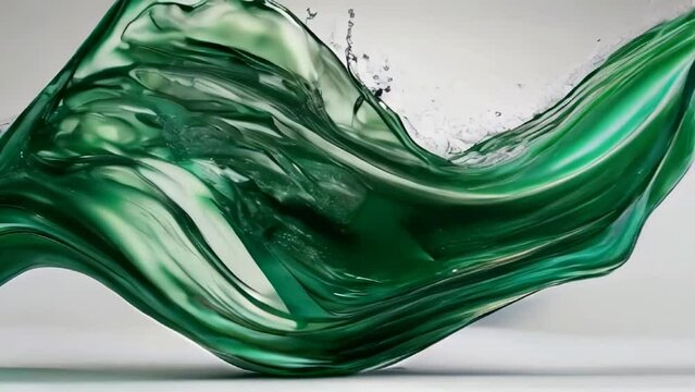 Splashes of green liquid on a white background