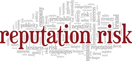 Reputation Risk word cloud conceptual design isolated on white background.
