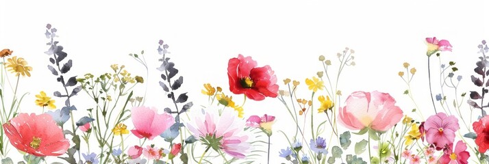 Obraz na płótnie Canvas Vibrant Watercolor Flower Frame Generative AI