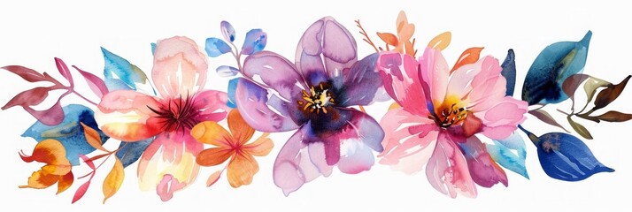 Fototapeta na wymiar Watercolor Flower Border Illustration with Generative AI Generative AI