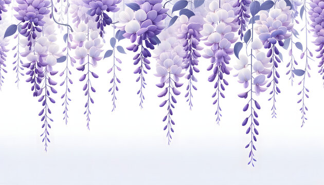 Glycine avec fleurs de couleur violette qui retombent en cascade 