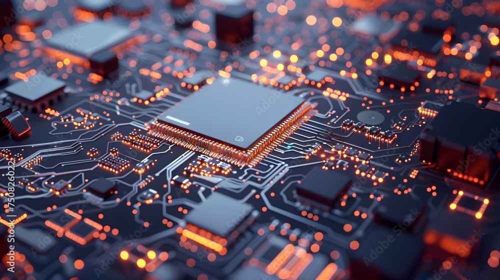 Poster close-up of circuit board in uhd style
