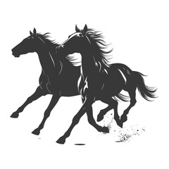 Obraz na płótnie Canvas Silhouette two horses galloping