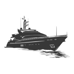 Obraz premium Silhouette yacht or boat black color only