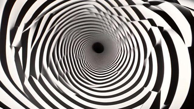 Black and White Hypnotic Spiral Rotating Generative AI