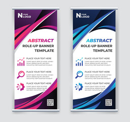 Roll-up banner template, a set of modern portable stands roll-up for advertising,
 banner for presentations,
