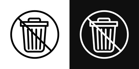 No Trash Icon Set. Vector Illustration