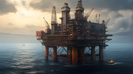 Offshore Oil Platform: Maritime Drilling Operations

Discover the complex world of offshore oil platforms with our in-depth look at maritime drilling operations. Situated in the vast ocean expanses, t - obrazy, fototapety, plakaty