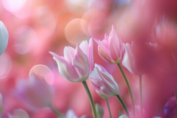 Obraz premium pink tulips in spring