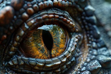 Naklejka premium Eye of the dinosaurs with terrifying.