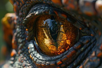 Eye of the dinosaurs with terrifying.
