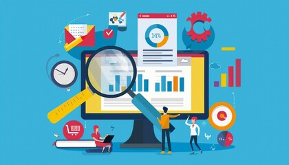 Keyword Research and Analysis, keyword research and analysis in SEO with an image showing marketers using tools to identify relevant keywords, AI