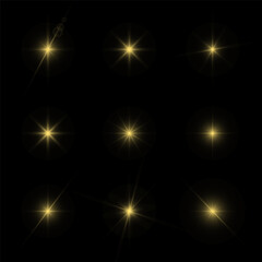 Shining star light rays glowing particles. Vector special effect on a transparent background.