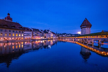 City of Lucerne in Switzerland with famous Kapellbrücke