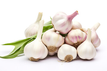 Close-up Bunch of Garlics isolated on transparent or white background сreated with Generative Ai