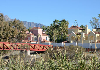Pedestrian bridge in Marbella litoral, Spain - 750833448