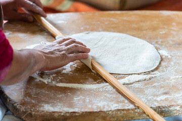 Phyllo bread baked over fire using traditional methods