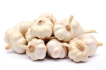 Close-up Bunch of Garlics isolated on transparent or white background сreated with Generative Ai