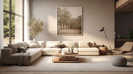 Fototapeta na wymiar A modern living room with customizable furniture pieces that can be rearranged to suit any taste 