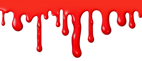 Red paint drips on a flat white