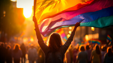 Joy of Pride: Community with Colorful Flag - obrazy, fototapety, plakaty