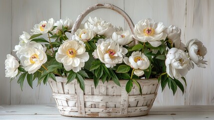 Obraz na płótnie Canvas Basket Filled With White Flowers