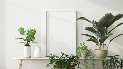 blank poster frame mockup isolated in white background ,Generative AI