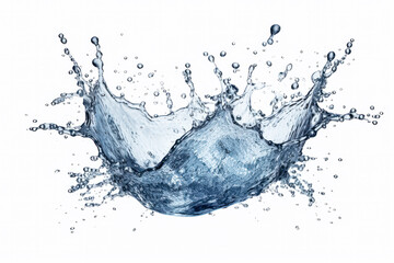 Abstract depiction of water splashing against white background, creating dynamic and captivating visual effect.