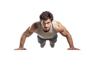 young athletic man playing sports It conveys strength. and fluency ,Isolated on a transparent background.