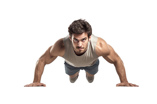 young athletic man playing sports It conveys strength. and fluency ,Isolated on a transparent background.