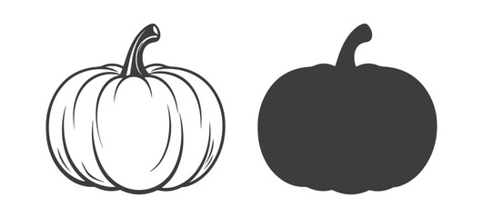pumpkin outline vector illustration, silhouette  - obrazy, fototapety, plakaty