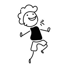 Get this doodle icon depicting kid dancing 