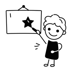 Editable doodle icon depicting chalk drawing 