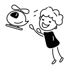 Get this doodle style icon of toy plane 