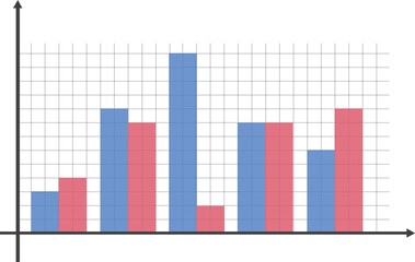 Diagram Of Business Bar Graph. Cartesian Coordinate Plane. Vector Illustration Design. Transparent Background.