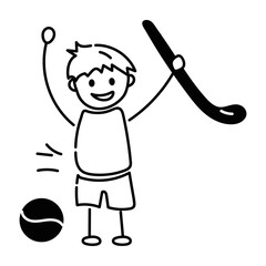Check out doodle icon of hockey game 